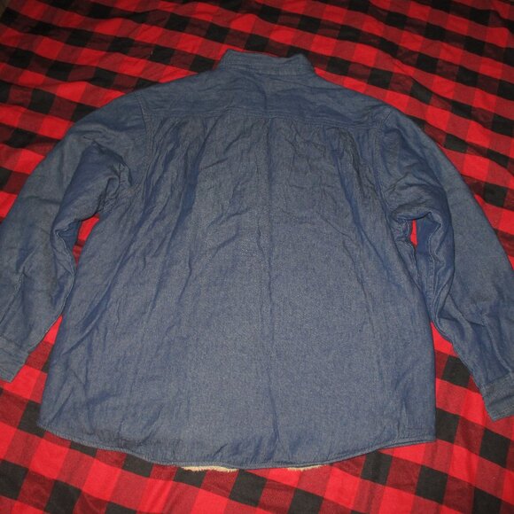 Vintage Wrangler Denim Sherpa Lined Shirt Jacket Mens Size 2XLarge - Picture 7 of 7